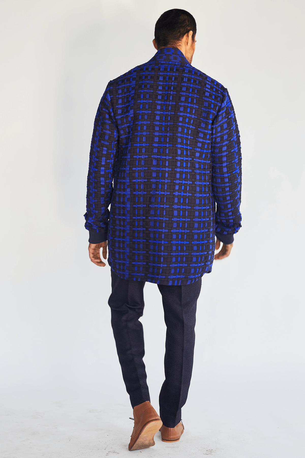 Textured Pants in Deep Blue - Kunal Anil Tanna
