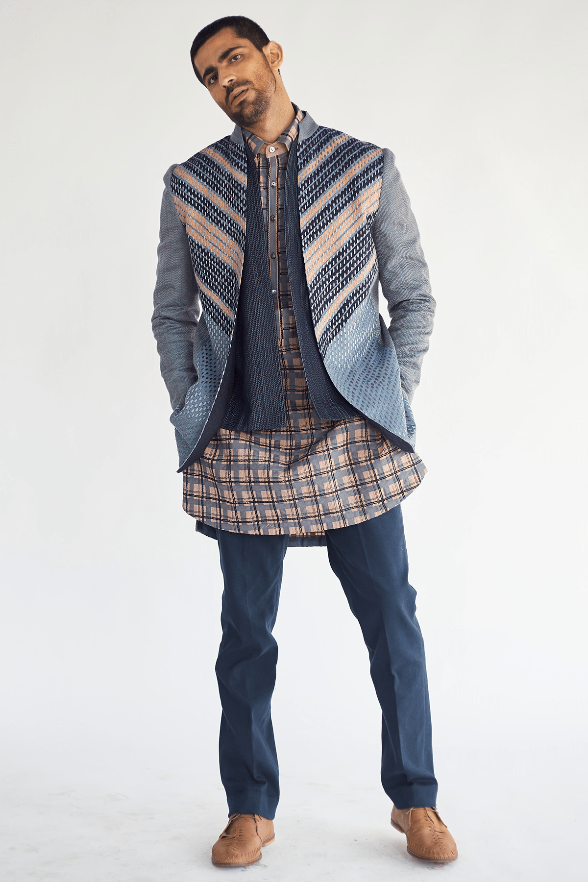 Multi Chevron Stripes Jacket - Kunal Anil Tanna