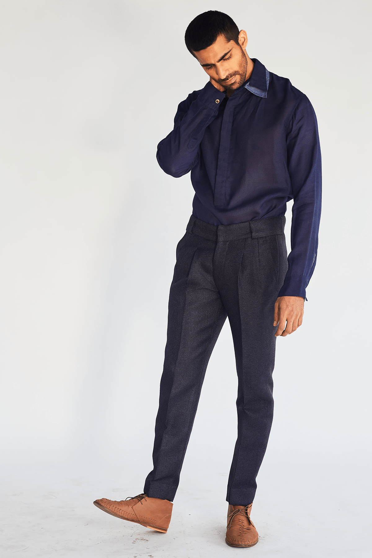 Mock Layered Collar Short Kurta - Kunal Anil Tanna