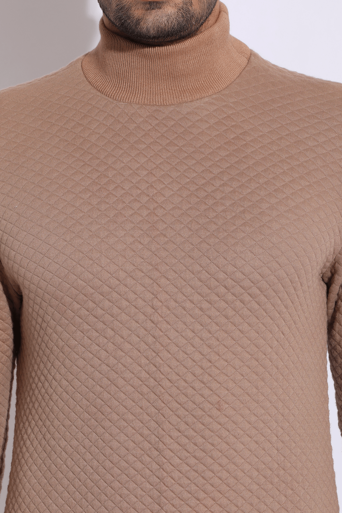 Beige Textured Bandi Jacket with quilted Polo Neck Kurta & Trousers - Kunal Anil Tanna