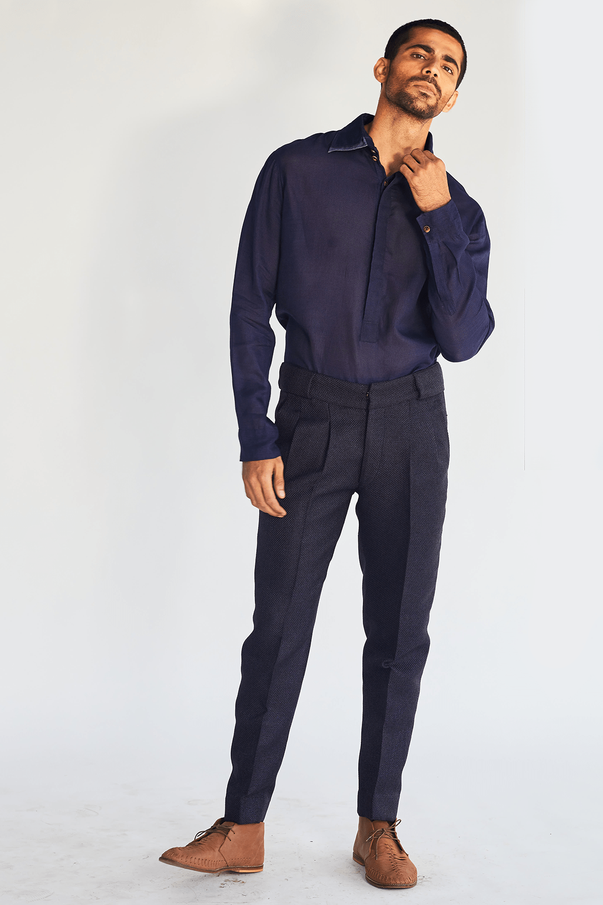 Mock Layered Collar Short Kurta - Kunal Anil Tanna