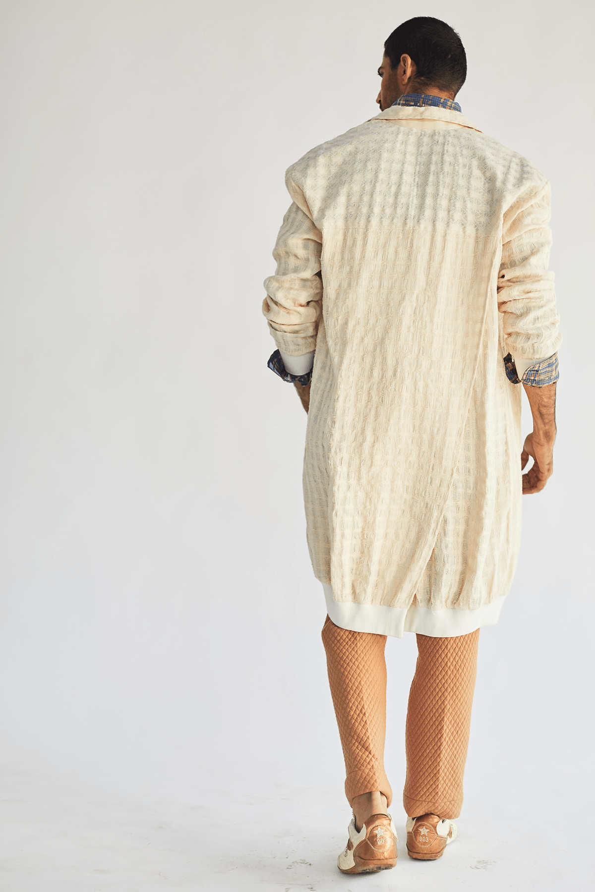 Thread Texture Jacket with Overlapped Kurta Shirt and Quilted Pants - Kunal Anil Tanna