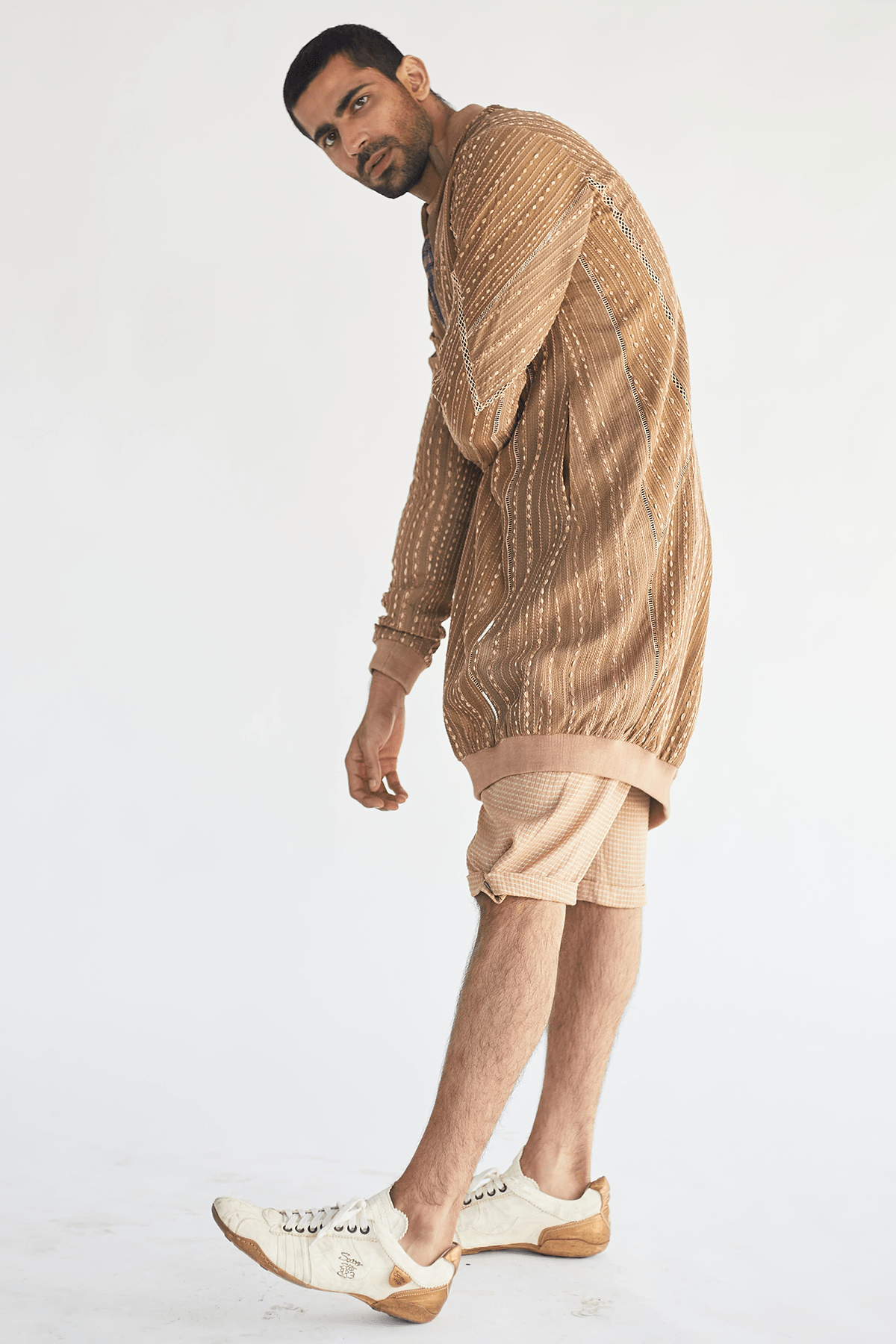 Jacket with sketchy Prints Pullover Tunics and Checked Shorts - Kunal Anil Tanna