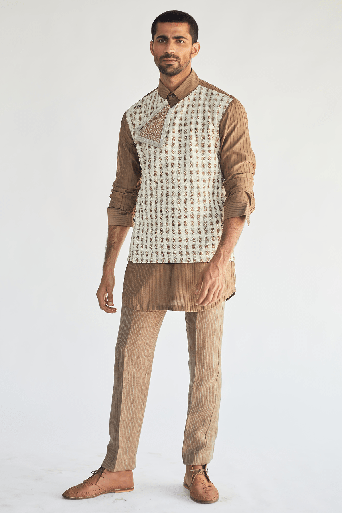 Waistcoat with mock layered Kurta & Trouser - Kunal Anil Tanna