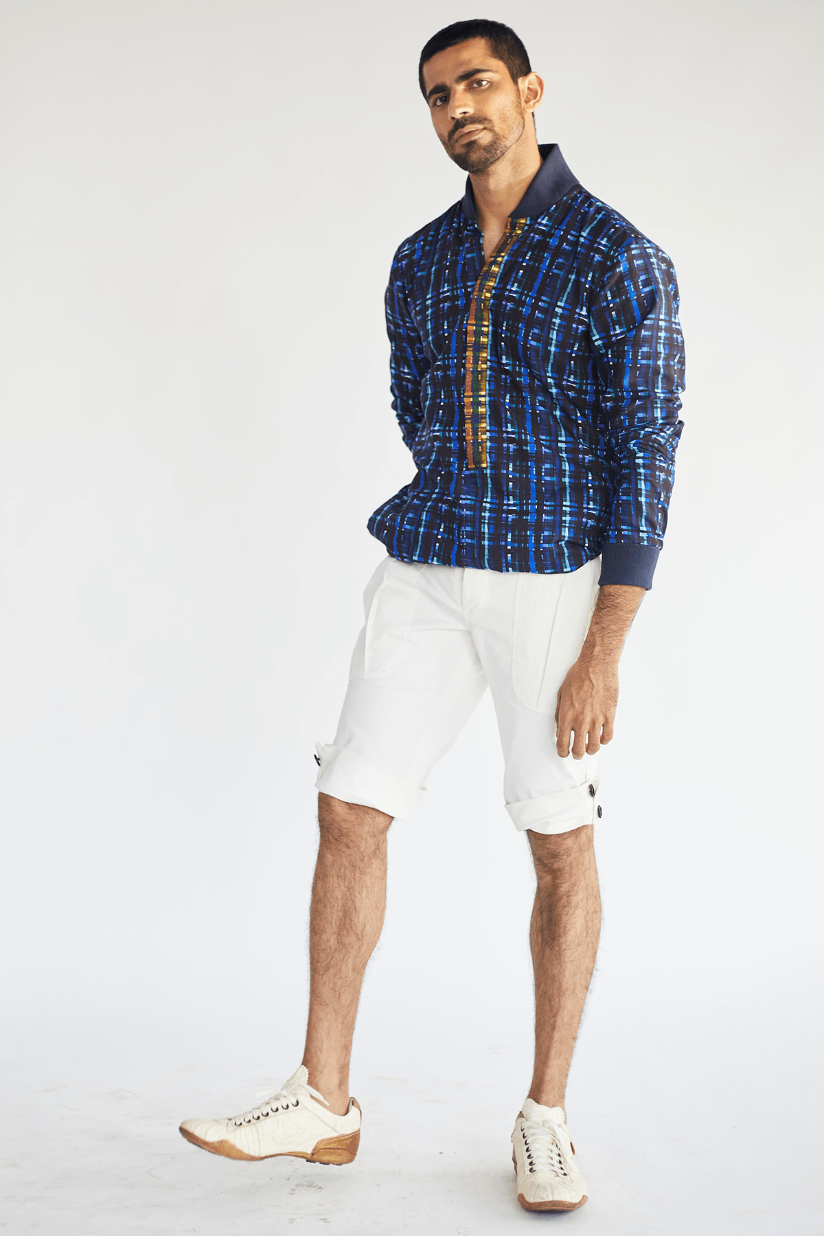 White Pleated Shorts - Kunal Anil Tanna
