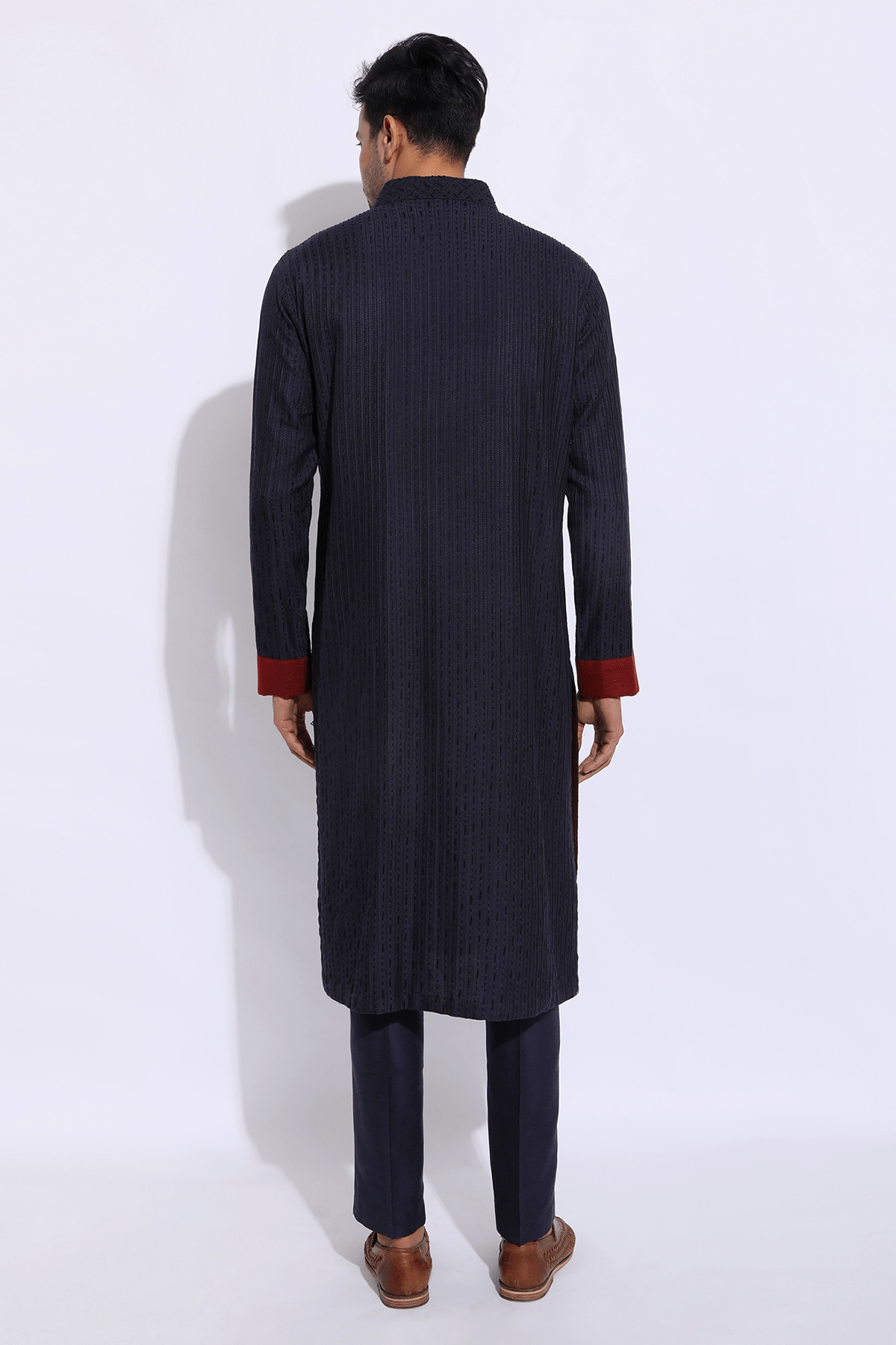 Dark blue with thread texture Kurta Set - Kunal Anil Tanna