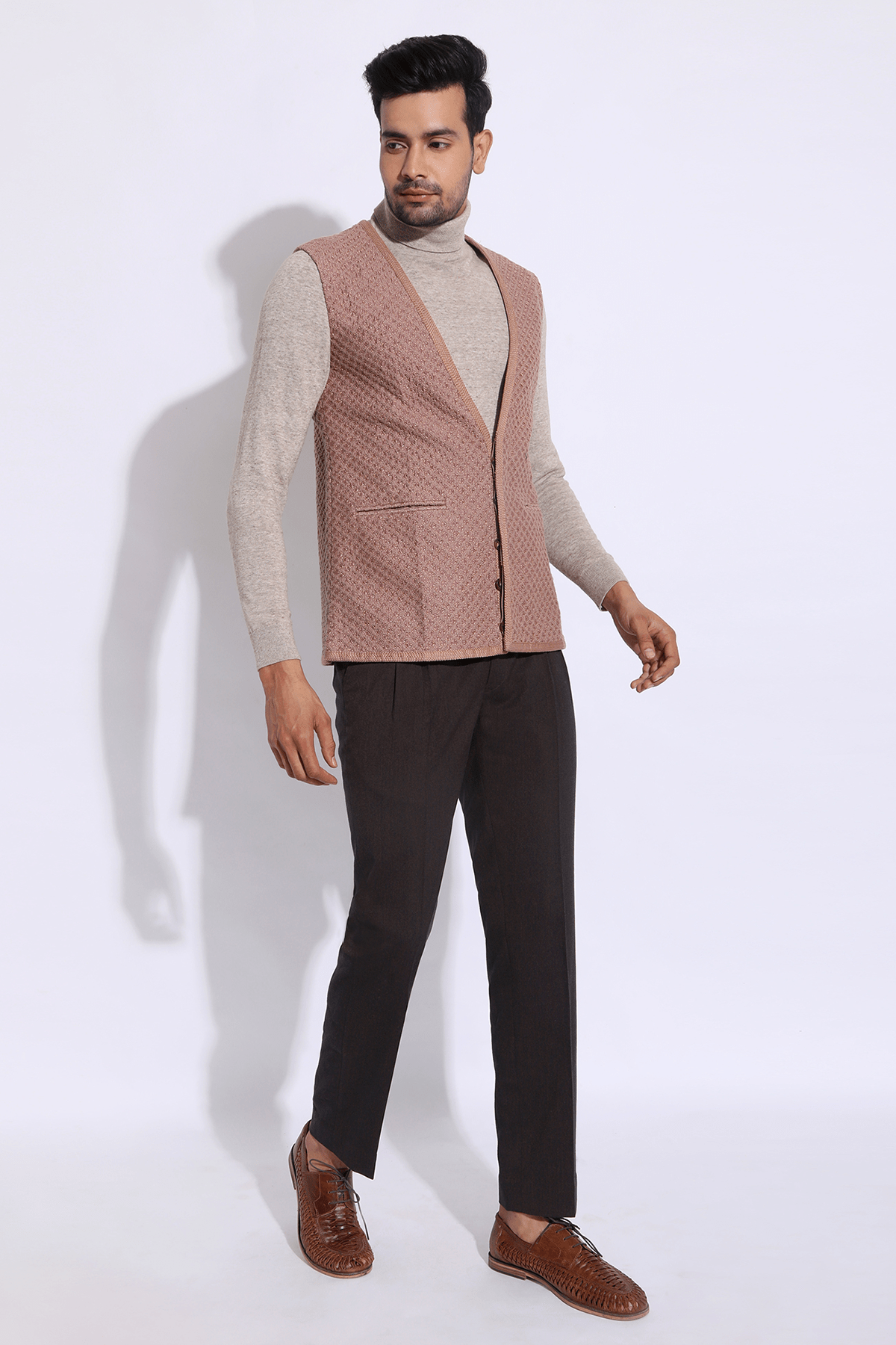Textured Long Waist Coat - Kunal Anil Tanna
