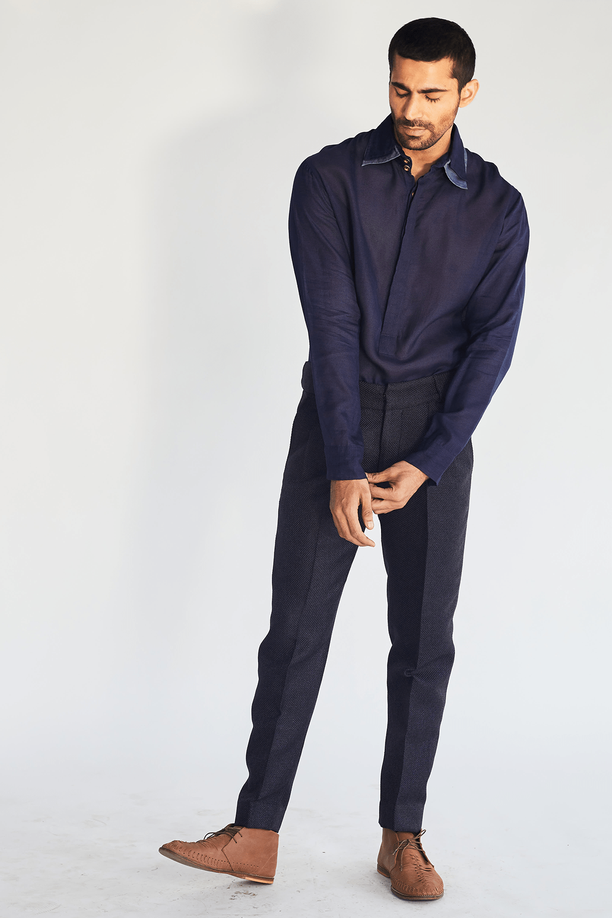 Mock Layered Collar Short Kurta - Kunal Anil Tanna