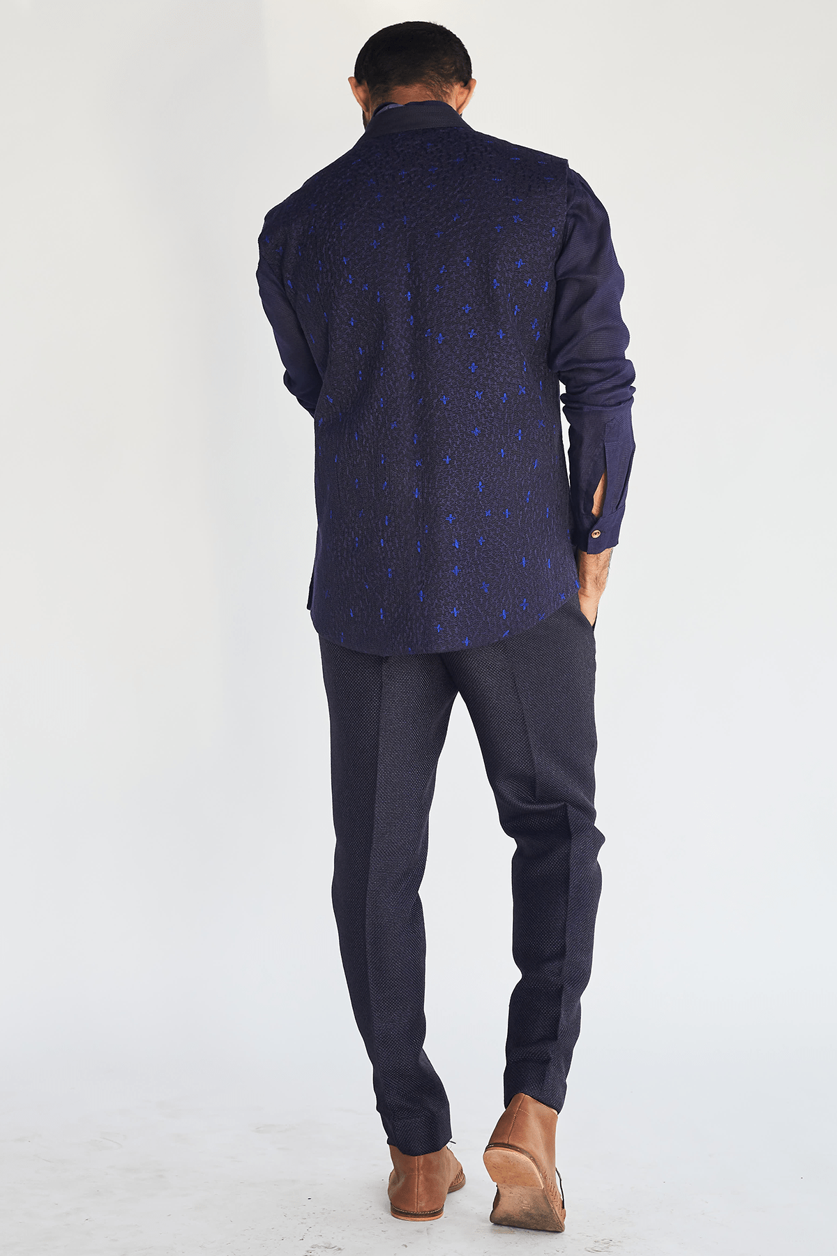 Textured Bandi Jacket with Kurta and Pants - Kunal Anil Tanna