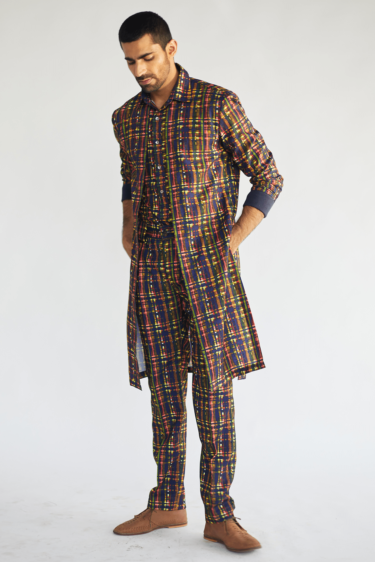 Multi Colored Mesh Print Kurta - Kunal Anil Tanna