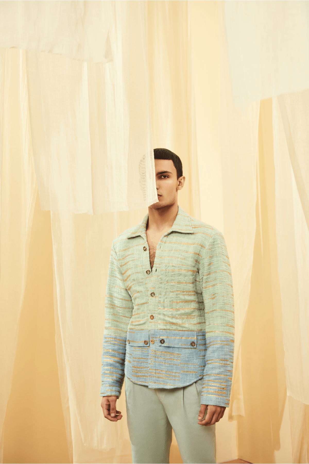 Green and Blue Shacket and Green Trousers - Kunal Anil Tanna