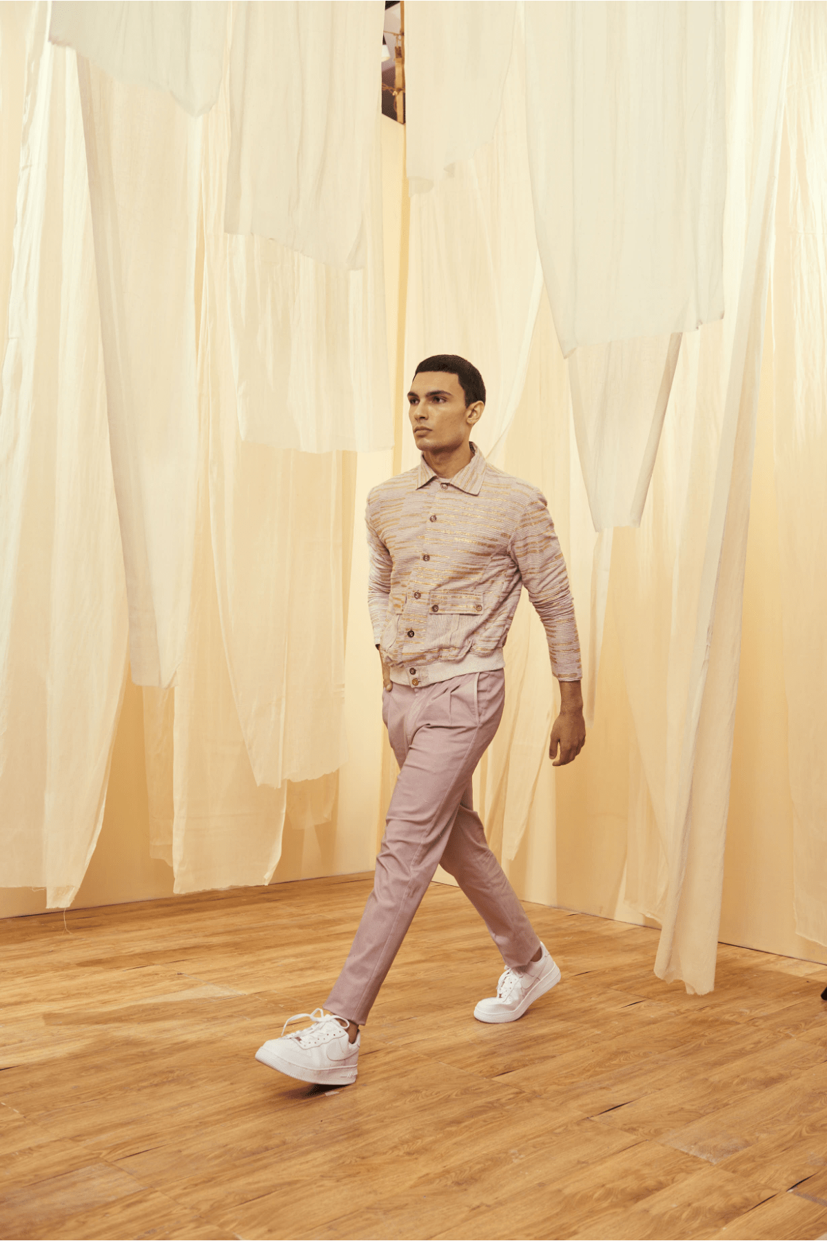 Oyster Beige Bomber Jacket with Oyster Beige Trousers - Kunal Anil Tanna