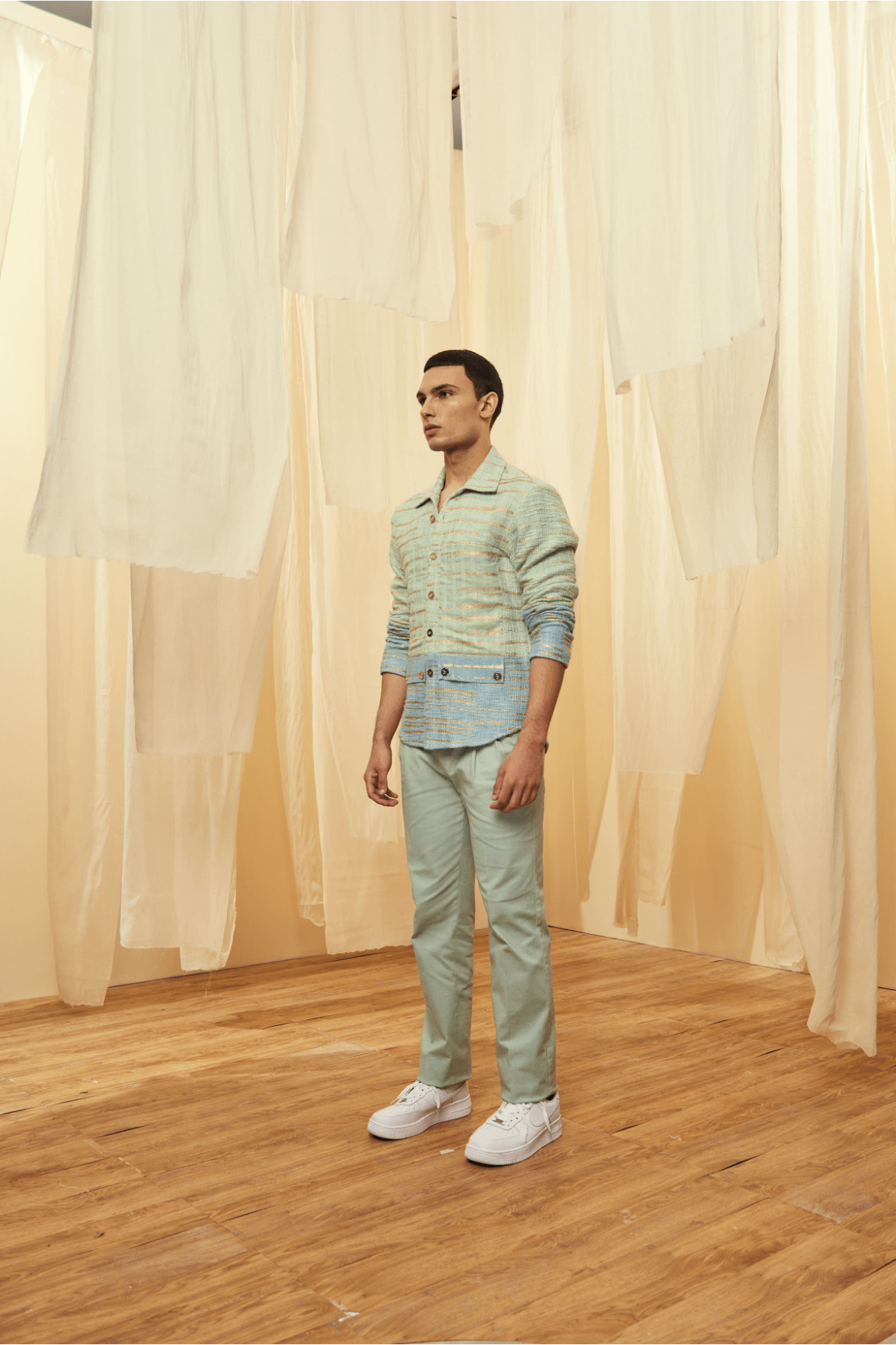Green and Blue Shacket and Green Trousers - Kunal Anil Tanna