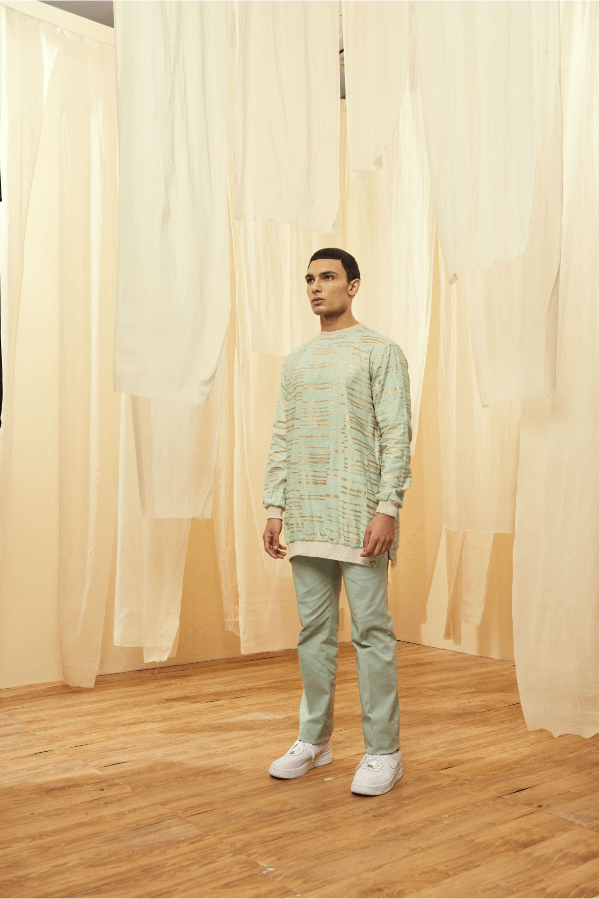 Green Mock-layered Bandi Jacket, Green Long Polo neck and Green Trousers - Kunal Anil Tanna