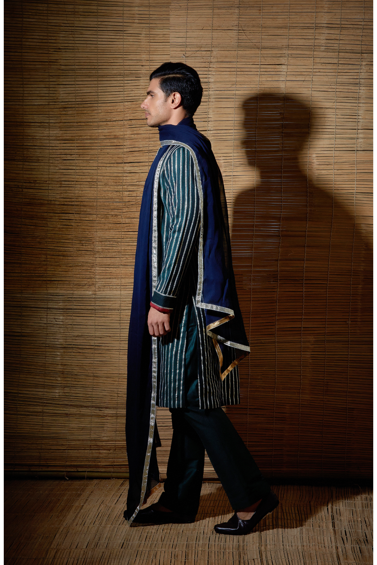 Dark green gotta textured kurta set - Kunal Anil Tanna