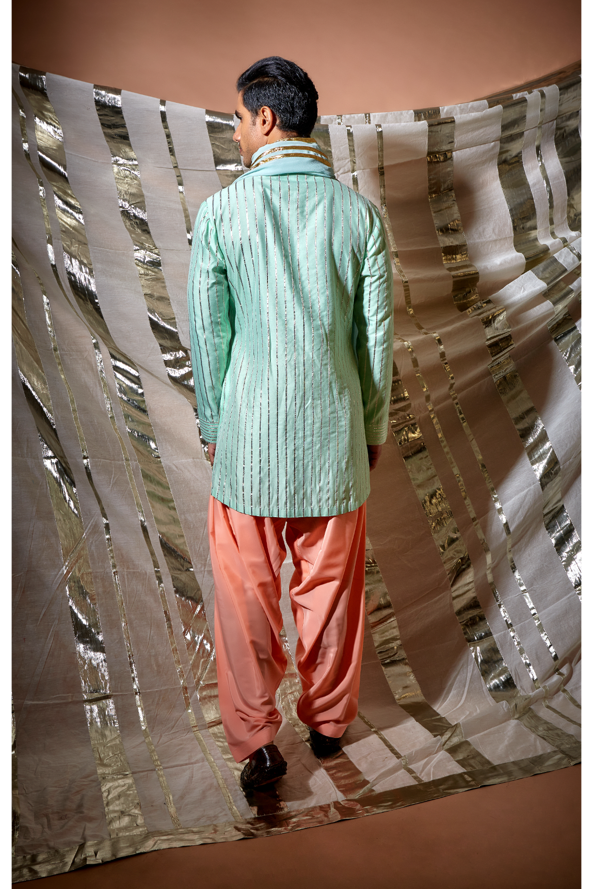 Green gotta textured kurta with salwar - Kunal Anil Tanna