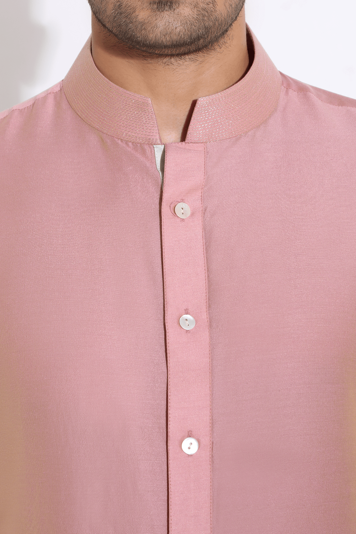 Salmon floral bandi, salmon shirt kurta, off-white aligarhi - Kunal Anil Tanna