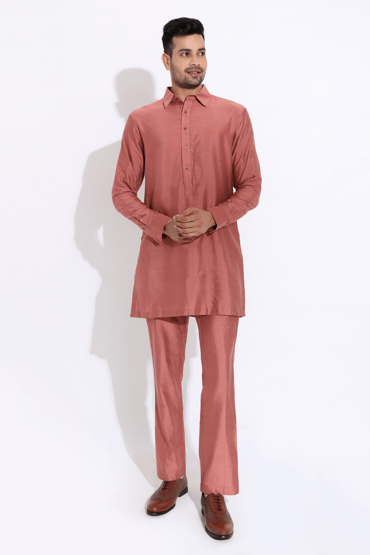 Salmon bandi with kurta and aligarhi - Kunal Anil Tanna