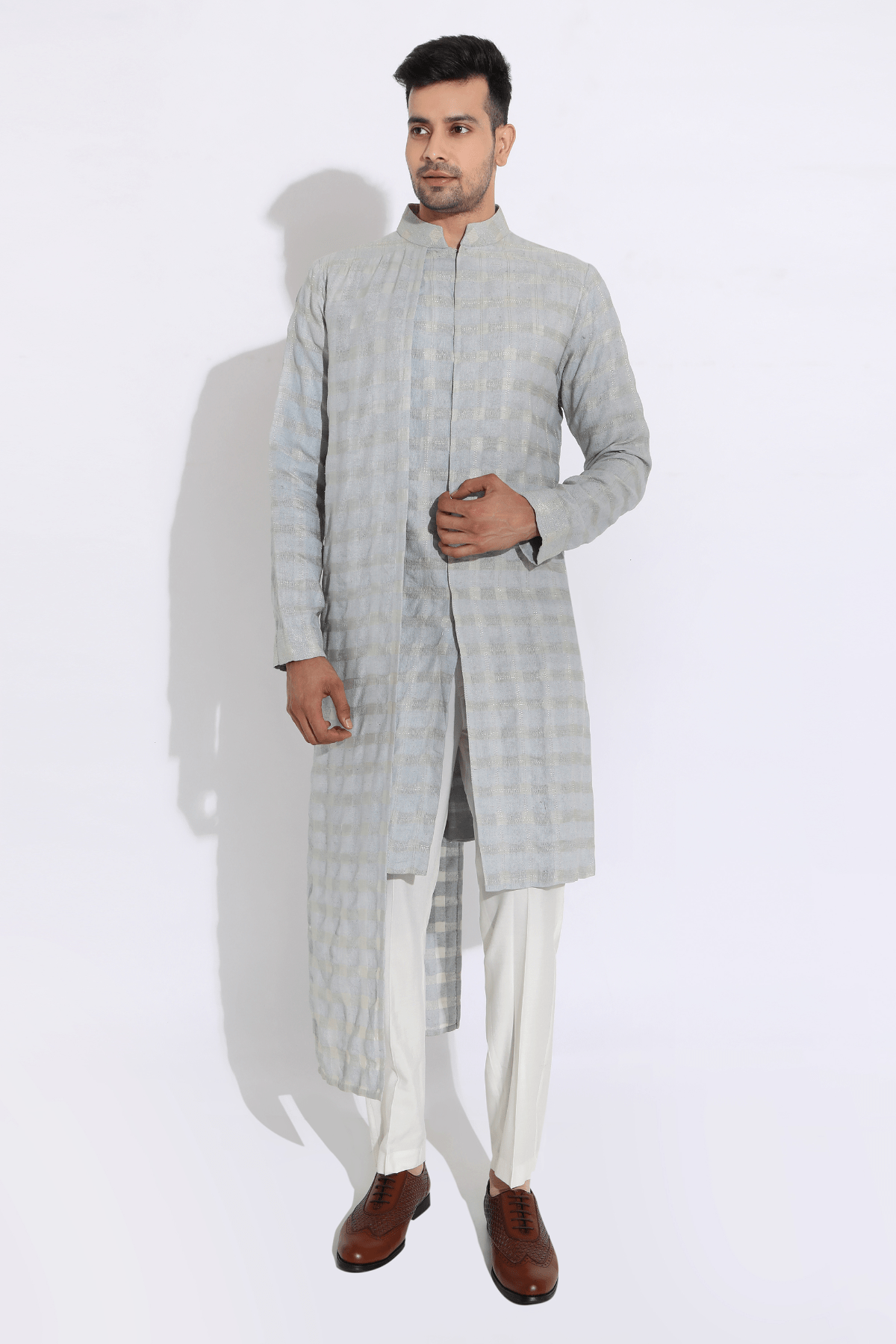 Blue checks kurta set - Kunal Anil Tanna