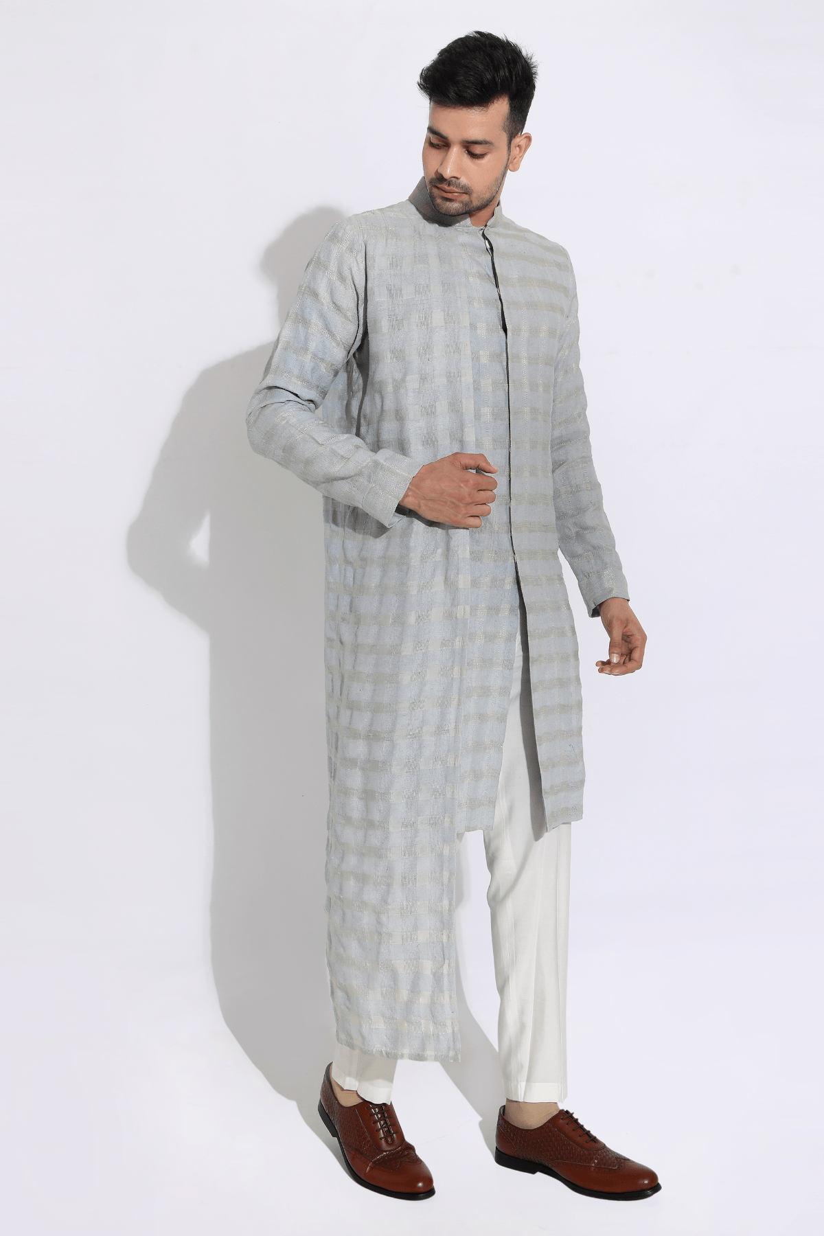 Blue checks kurta set - Kunal Anil Tanna