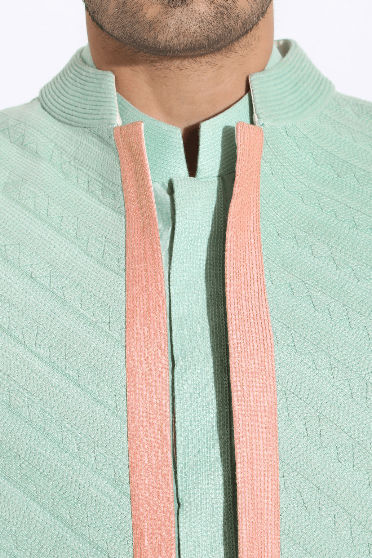 Aqua bandi jacket,Aqua kurta,off-white aligarhi - Kunal Anil Tanna