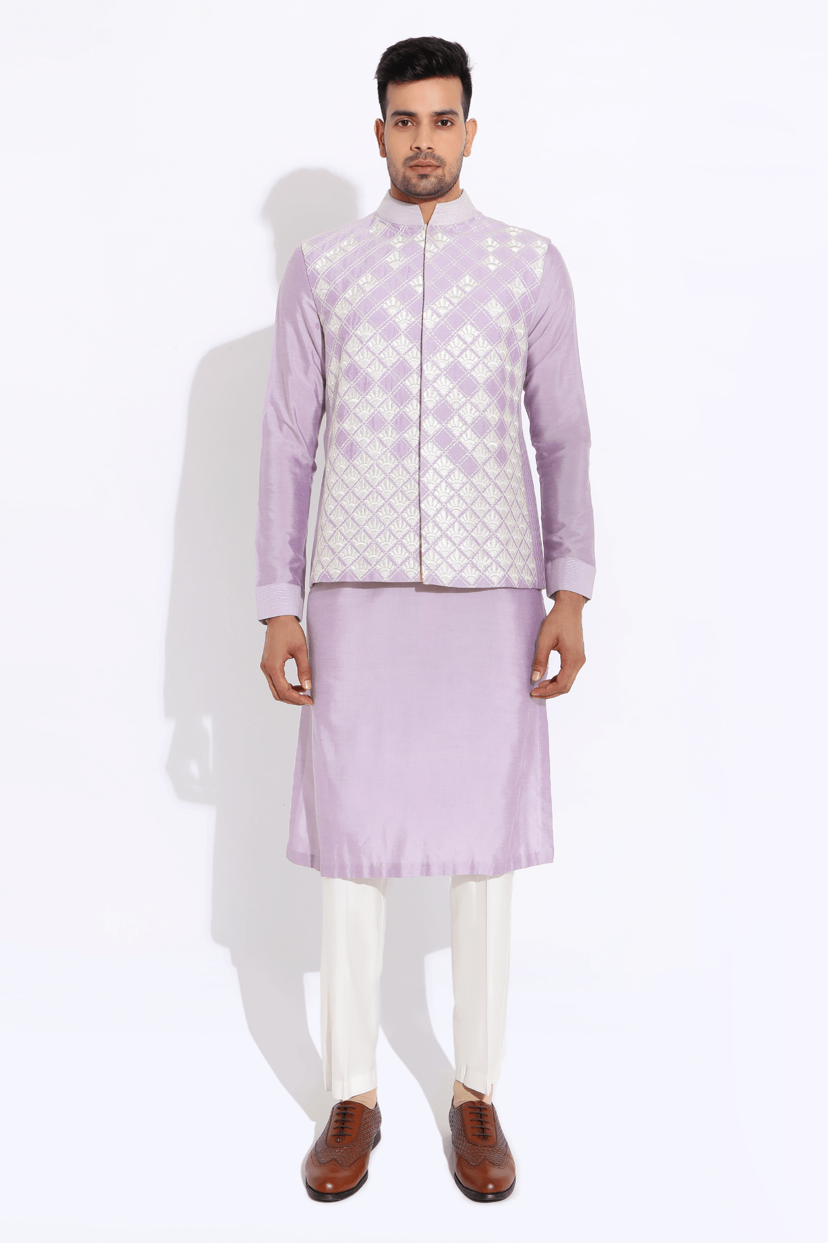 Lilac bandi with kurta and aligarhi - Kunal Anil Tanna
