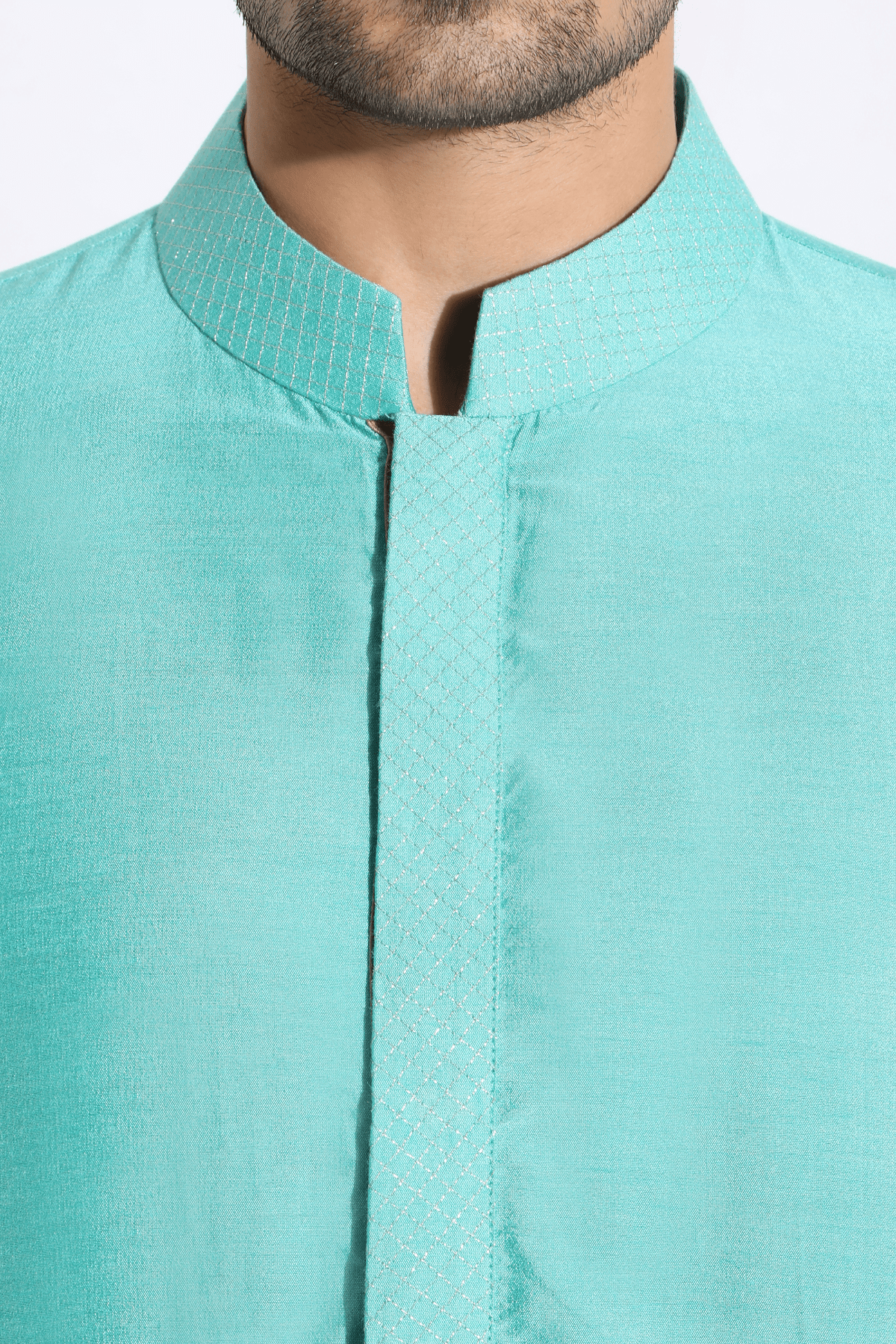 Aqua bandi jacket,Aqua kurta,off-white aligarhi - Kunal Anil Tanna