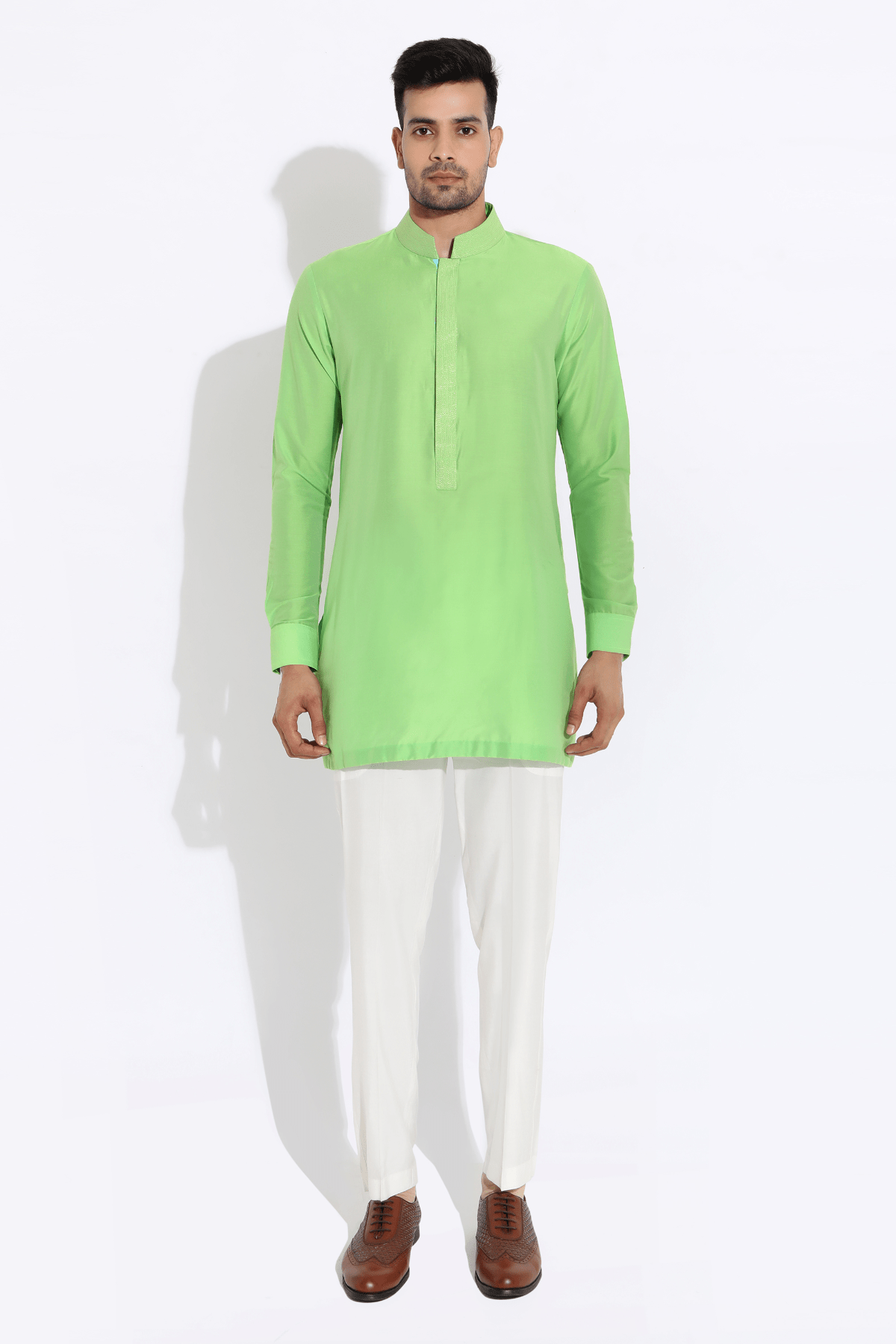 Bright green bandi, Green kurta,off-white aligarhi - Kunal Anil Tanna