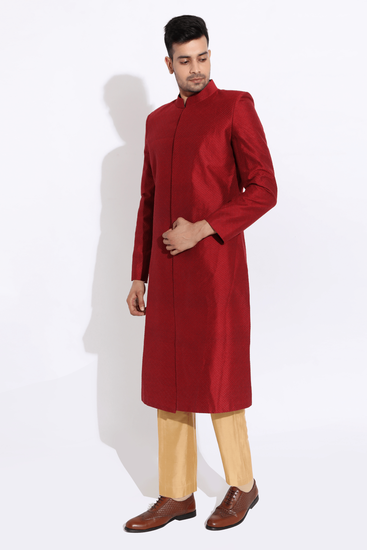 Maroon sherwani set - Kunal Anil Tanna