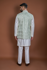 Off white thread textured bandi kurta set