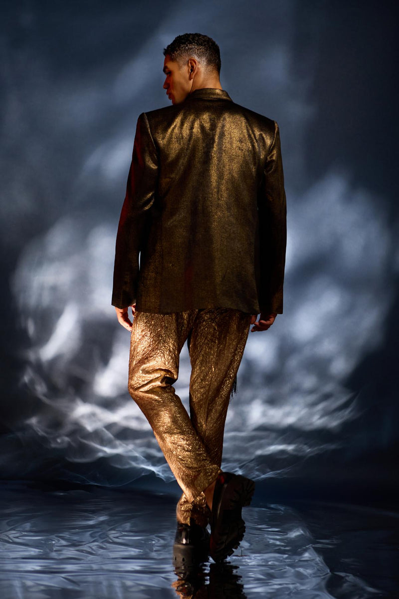 Bronze jacket with tone on inner jacket and pants