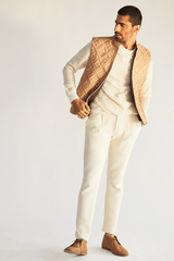 Geometric Embroidery Bandi Jacket with Pullover and Pants - Kunal Anil Tanna