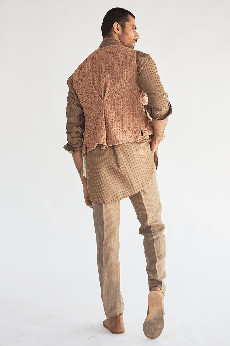 Waistcoat with mock layered Kurta & Trouser (Express Delivery) - Kunal Anil Tanna