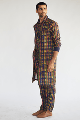 Bandi Jacket with Multi-Coloured Mesh Print Kurta Shirt and Pants - Kunal Anil Tanna