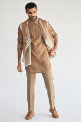 Waistcoat with mock layered Kurta & Trouser - Kunal Anil Tanna