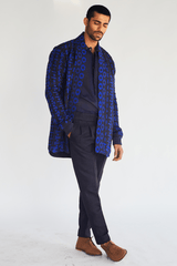 Weave Textured Jacket with Short Kurta and Textured Pants - Kunal Anil Tanna