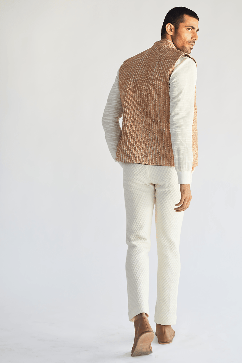 Geometric Embroidery Bandi Jacket with Pullover and Pants (Express Delivery) - Kunal Anil Tanna
