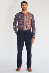 Dark Blue Quilted Pants - Kunal Anil Tanna