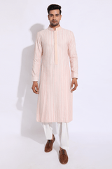 Ivory with pink thread texture kurta set (Express Delivery) - Kunal Anil Tanna