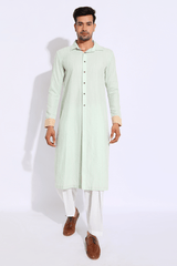 Light green with thread texture Kurta Set (Express Delivery) - Kunal Anil Tanna