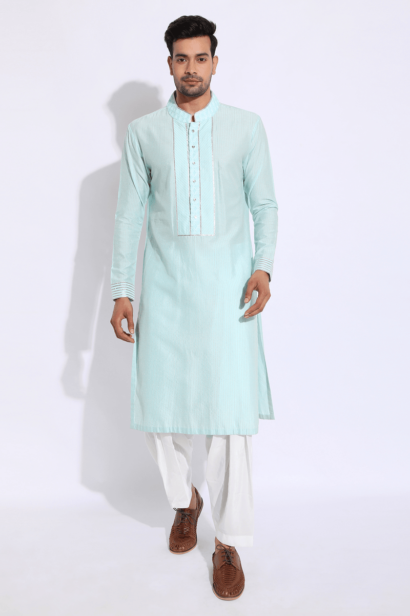 Light blue with thread embroidery Kurta set (Express Delivery) - Kunal Anil Tanna