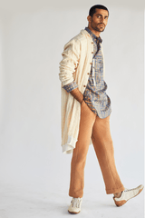 Thread Texture Jacket with Overlapped Kurta Shirt and Quilted Pants (Express Delivery) - Kunal Anil Tanna