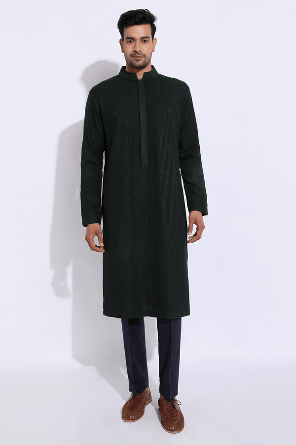 Dark Green with thread texture Kurta Set - Kunal Anil Tanna