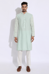 Light green with thread embroidery Kurta set - Kunal Anil Tanna