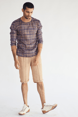 Jacket with sketchy Prints Pullover Tunics and Checked Shorts (Express Delivery) - Kunal Anil Tanna