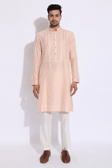 Light peach with thread embroidery Kurta set (Express Delivery) - Kunal Anil Tanna