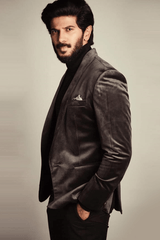 Dulquer Salman In Dark Grey Jacket, Black Polo Neck, Black Trousers - Kunal Anil Tanna
