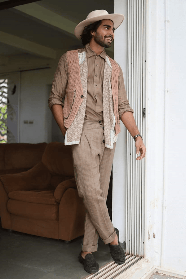 Siddharth Kerkar In Waist Cost with mock layered Kurta & Trouser - Kunal Anil Tanna