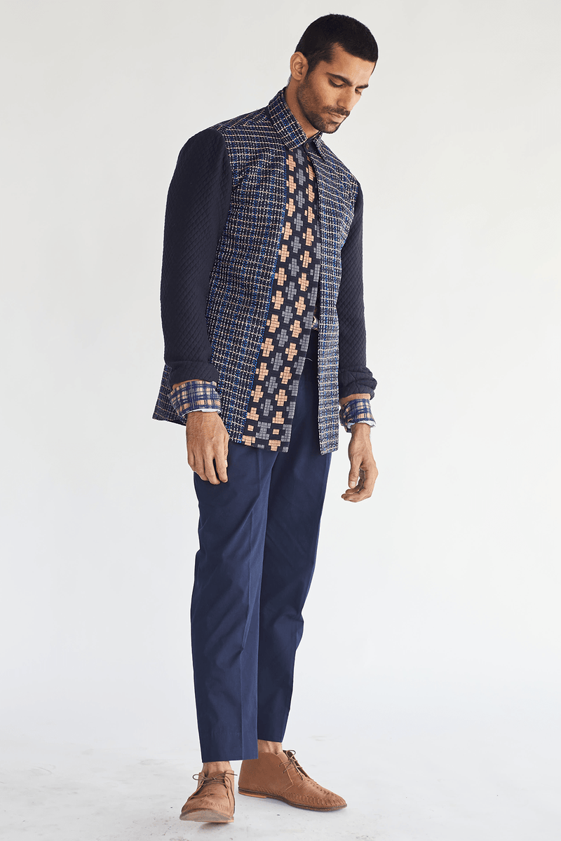 Textured Jacket with Printed Shirt and Pants - Kunal Anil Tanna