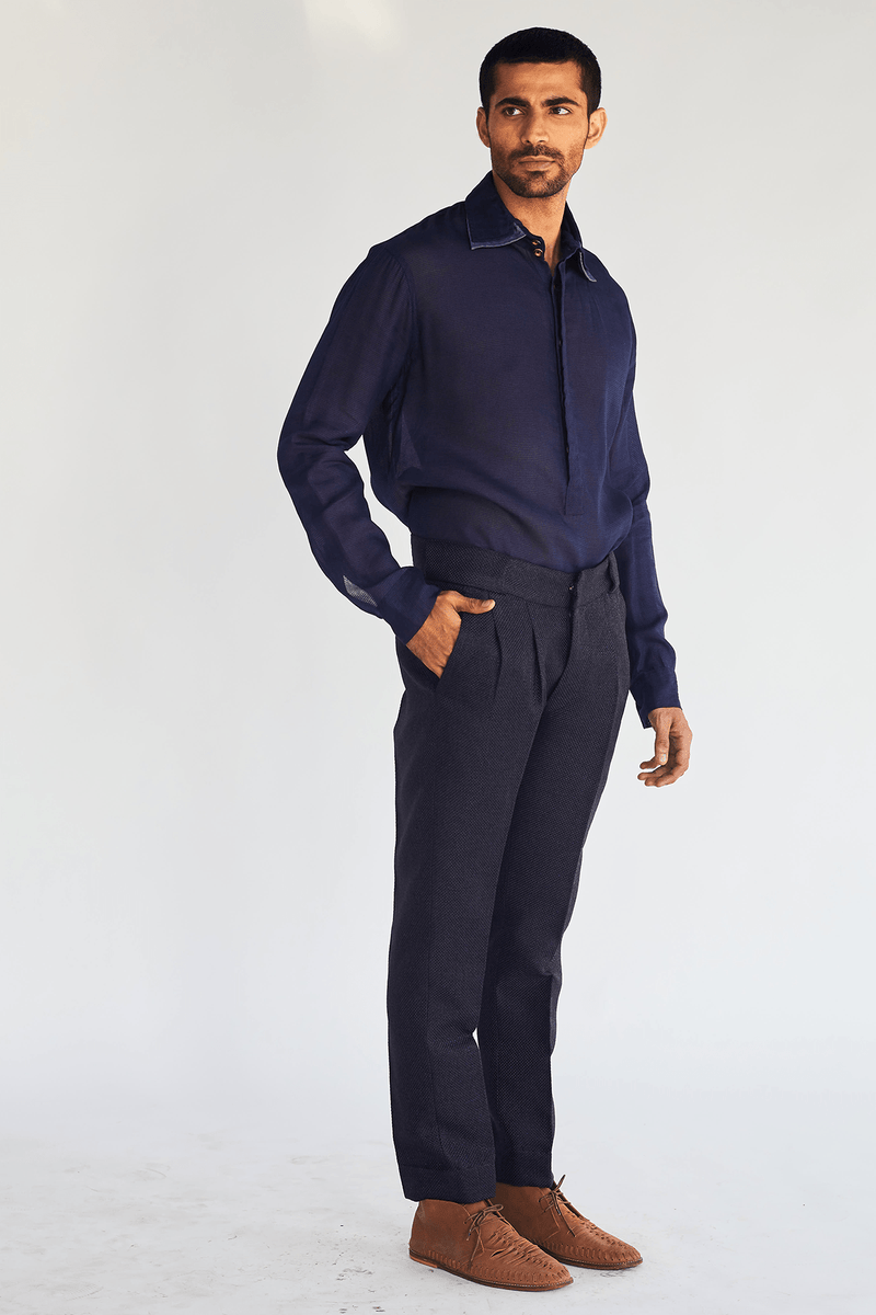 Weave Textured Jacket with Short Kurta and Textured Pants (Express Delivery) - Kunal Anil Tanna